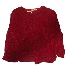 Red Glittery Medium size Cardigan Set - tank top abs matching sweater